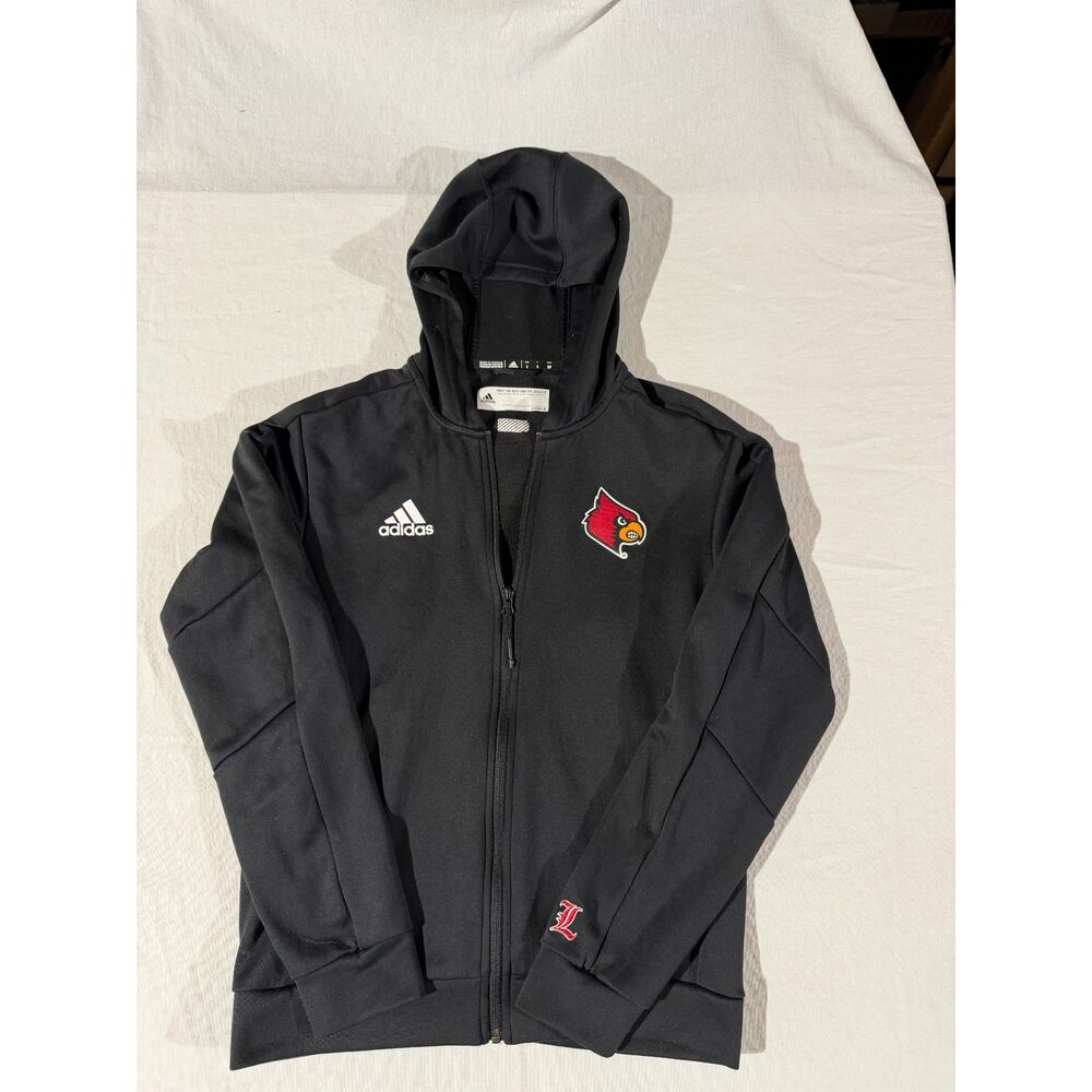 Adidas Louisville Cardinals Full Zip Hoodie S Black Aeroready Team Issue Jacket